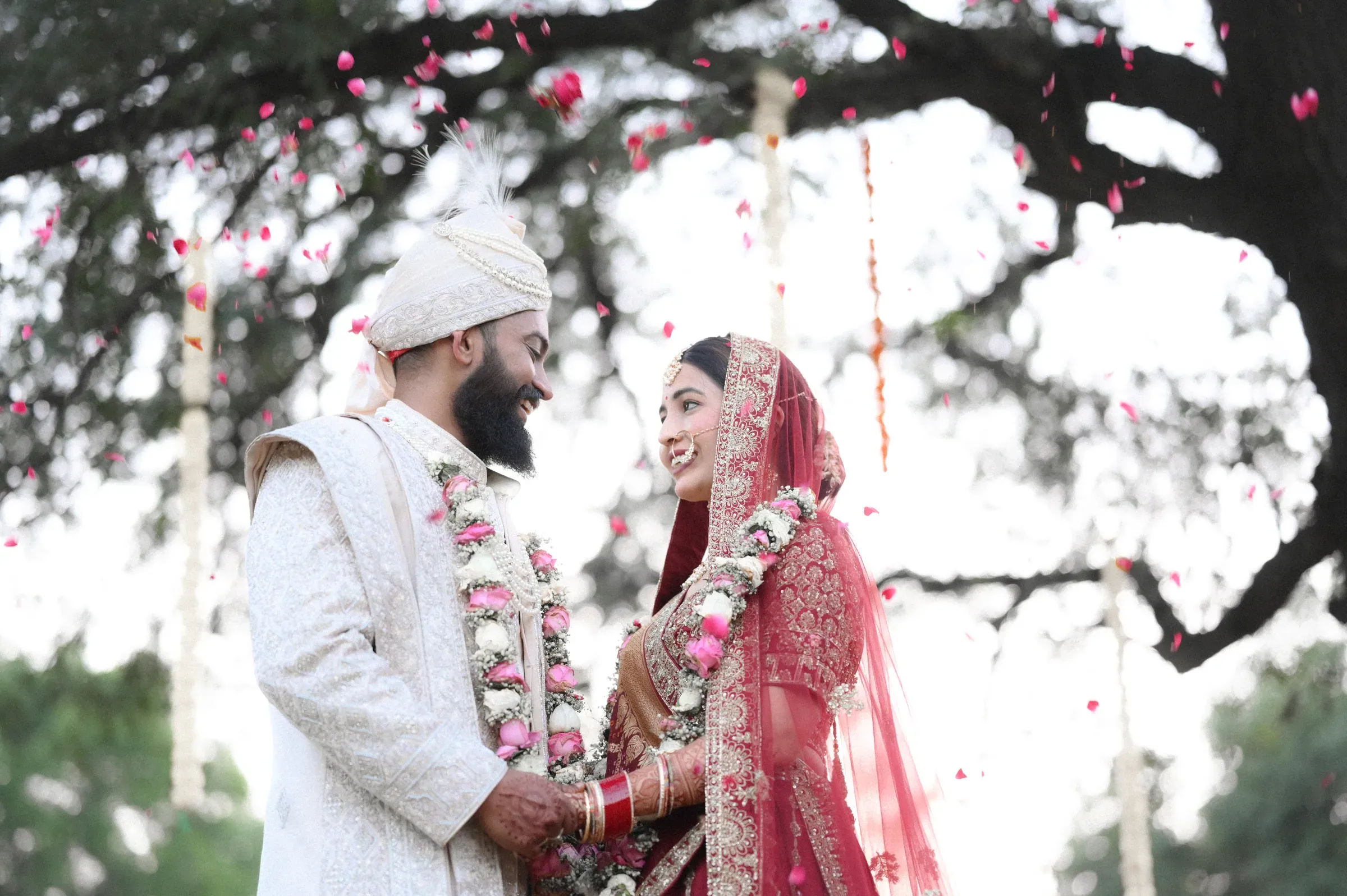 A bride and groom in a tender moment, photographed by Wedding Knot